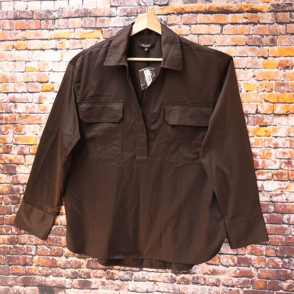 Madewell Utility Shirt Carob Brown Size S Long Sleeves Button Front Pockets - Picture 6 of 9